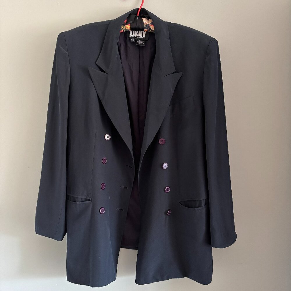 Vintage DKNY Navy Silk Blazer